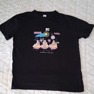 MTV Black Tee with Pink, Yellow & Blue 'Trance India' Graphic